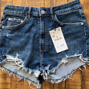 Zara High rise jean short short